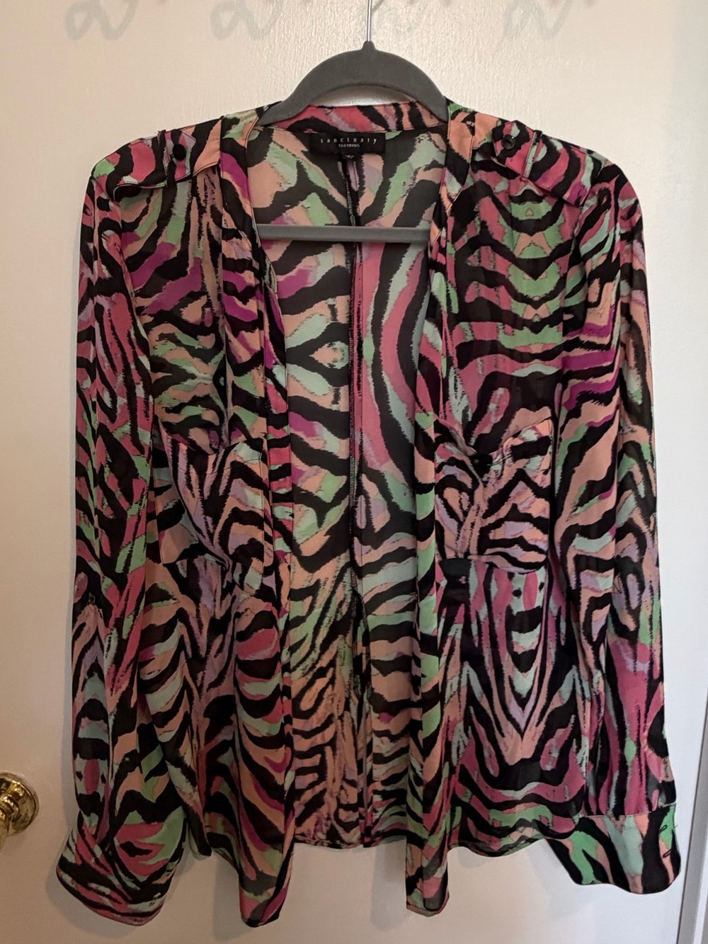 Sanctuary Multicolor Zebra-Print Open-Front Blazer